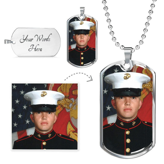 Dog Tag Photo Military Necklace - Military Chain (Silver) / Yes Shoptopia Jewelry