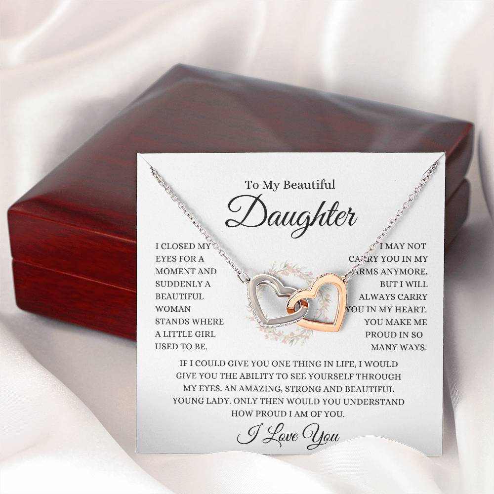 To My Daughter | Wreath | Interlocking Hearts Necklace - Shoptopia Jewelry